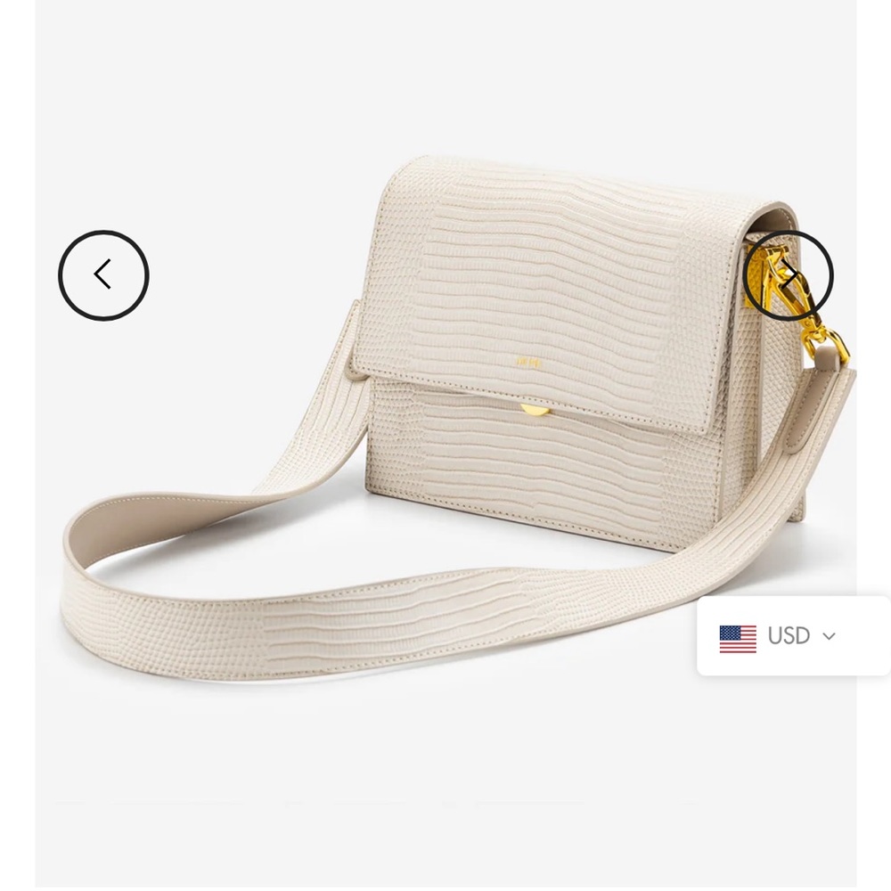 JW PEI Cream Textured Crossbody Bag with Gold Hardware